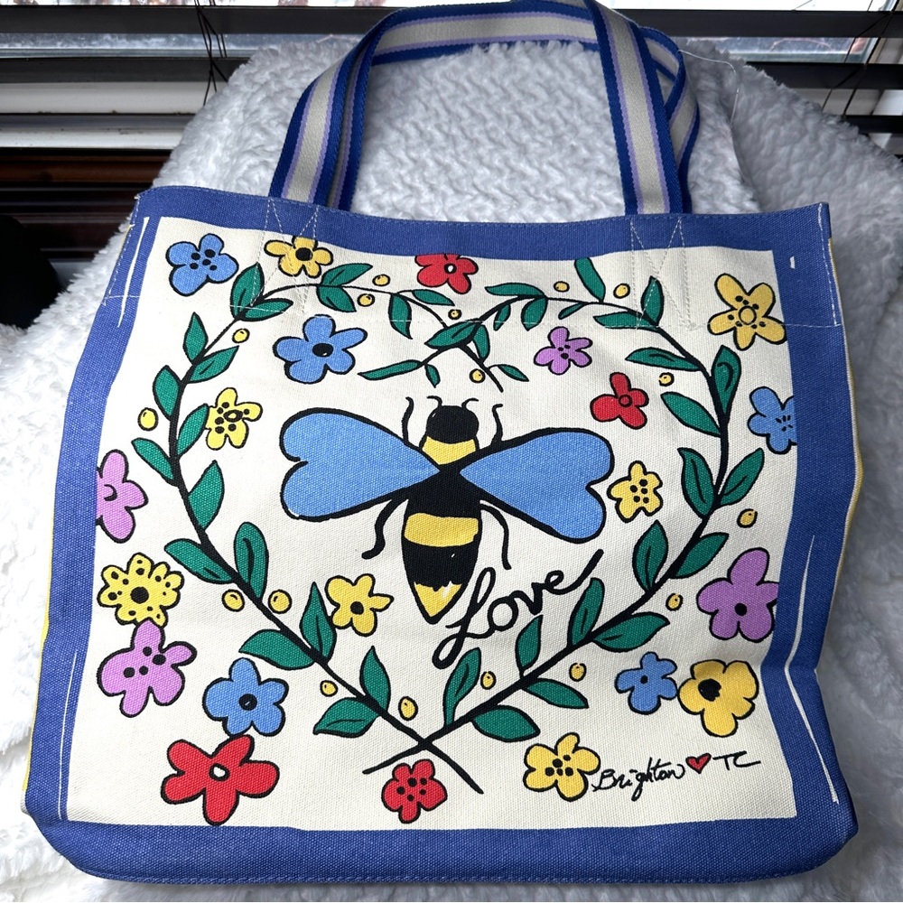 NWT BRIGHTON Graphic Bright Bold “You Warm My Heart” Tote By Designer Tom Clancy